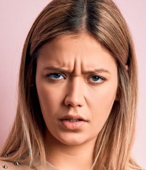 Woman with frown line concerns